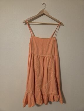POL Tangerine Embroidered Flowy Mini Dress